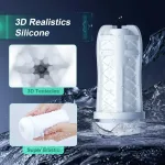 fully automatic male masturbator with 3 powerful suction actions hands free rechargeable airplane cup oral sex male caresser 18+