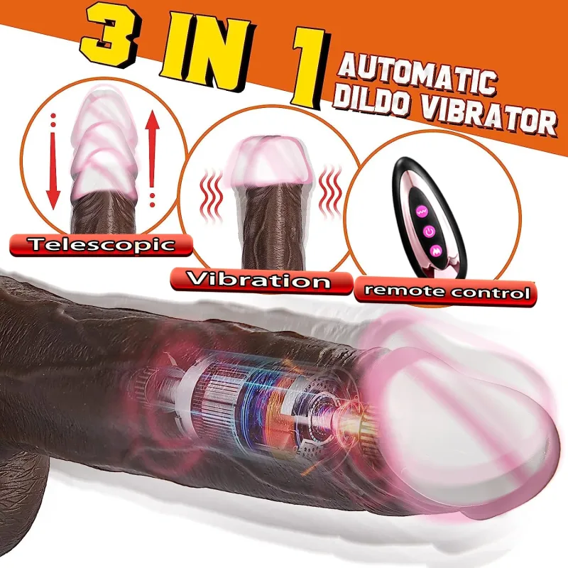 telescopic vibrating realistic dildo sex toy