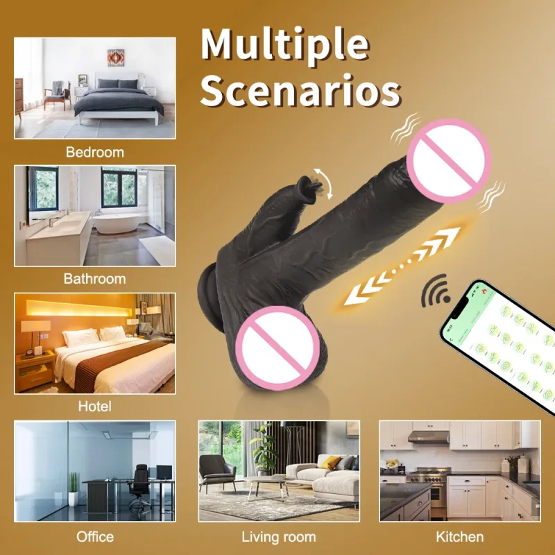 wiggling thrusting bluetooth rabbit vibrator dildo