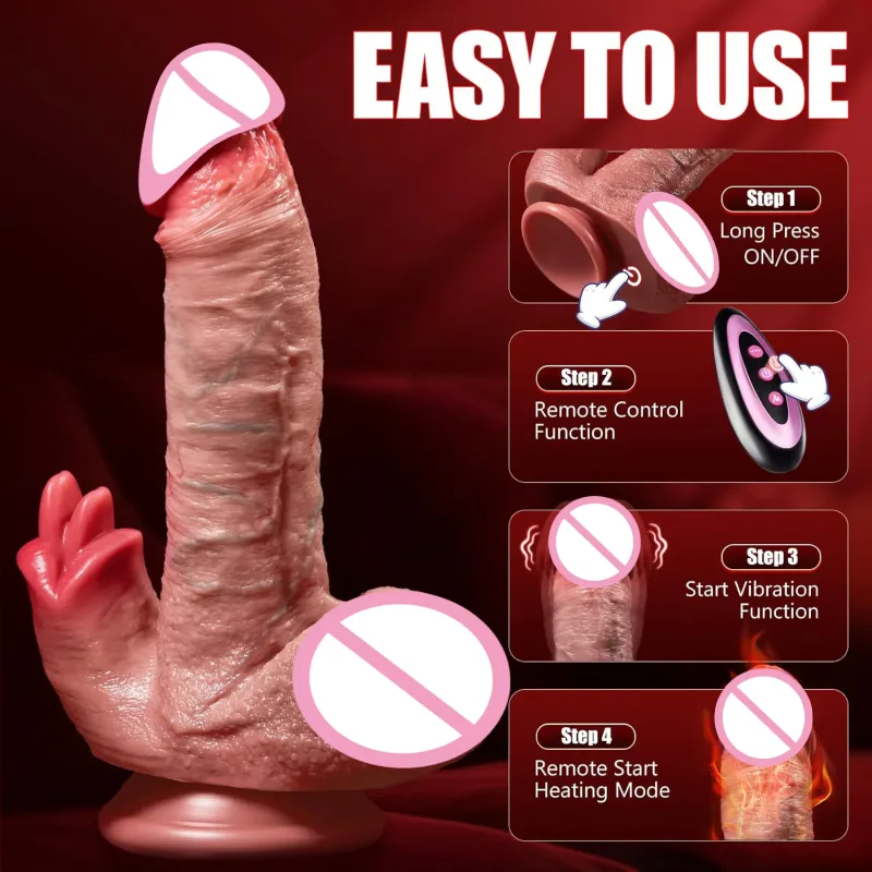 realistic vibrator dildo with thrusting vibrating penetration vagina anal masturbation stimulation penis sex toys for women men