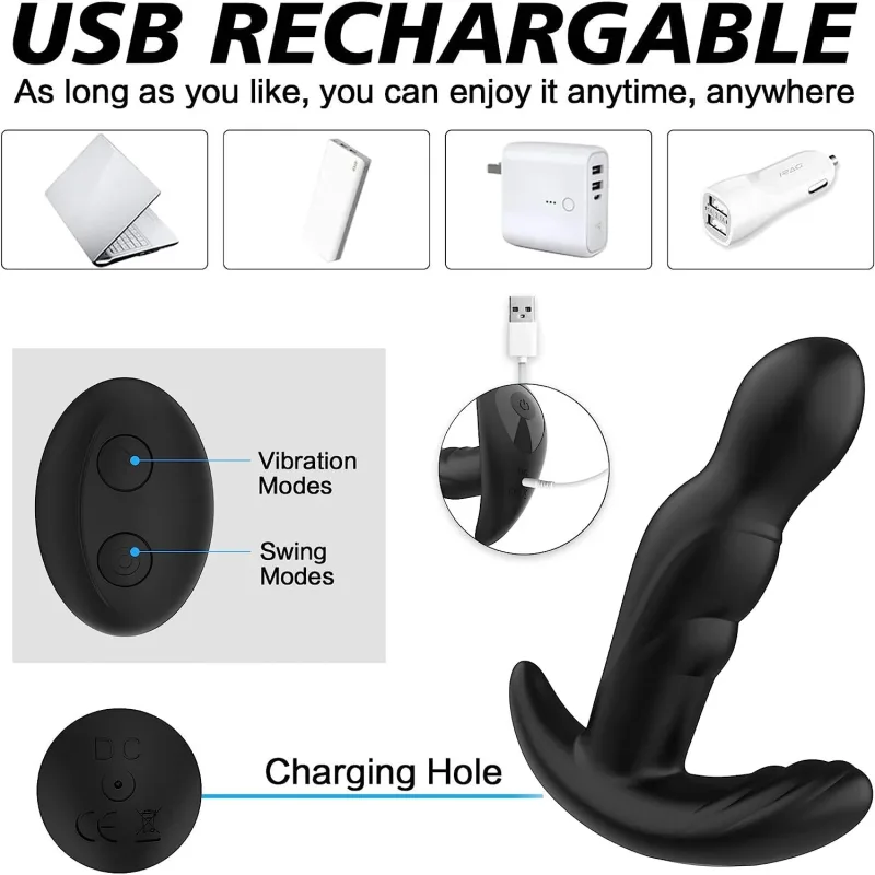 360 rotating vibrator prostate massager anal plug