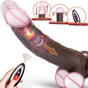 telescopic vibrating realistic dildo sex toy