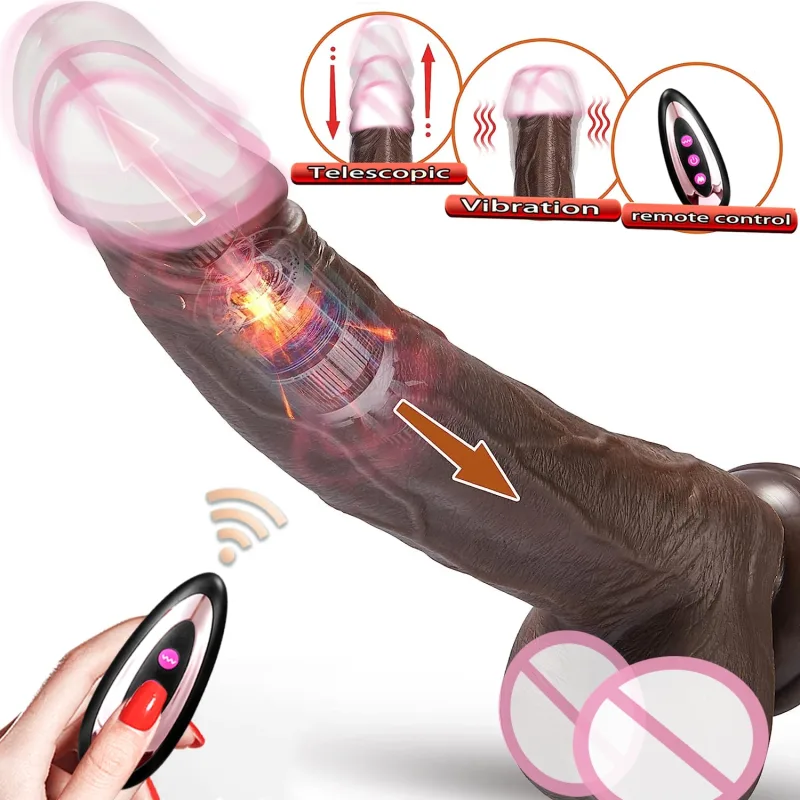 telescopic vibrating realistic dildo sex toy