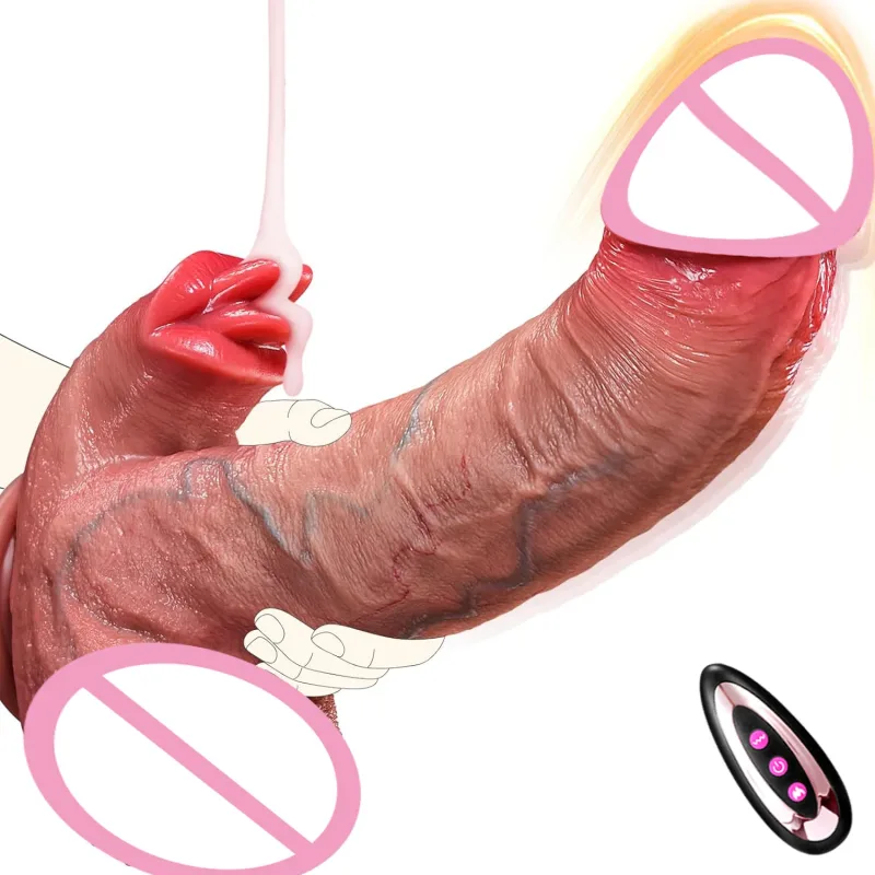 realistic vibrator dildo with thrusting vibrating penetration vagina anal masturbation stimulation penis sex toys for women men