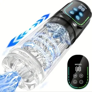 automatic sucking licking male masturbator 7 thrusting rotation lcd vacuum penis pump real pocket pussy stroker blowjob sex toys