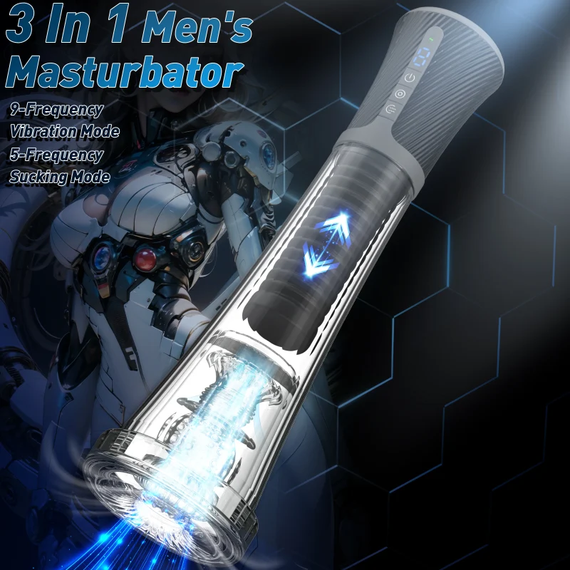 3 in 1 male massager vibration suction masturbator