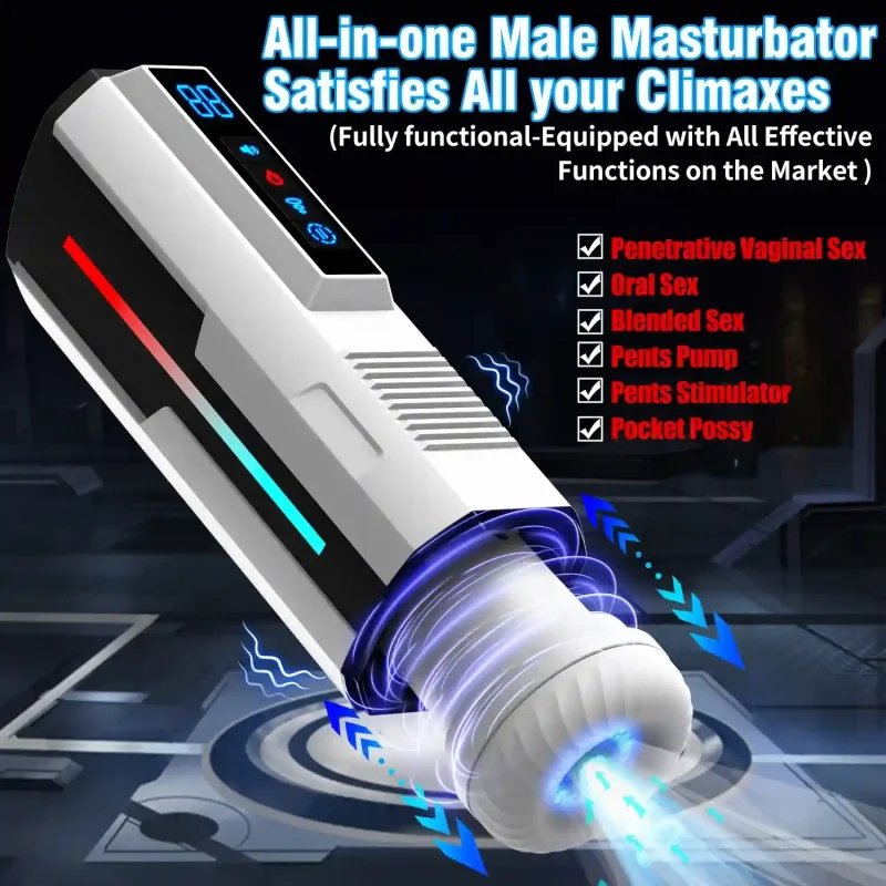 automatic telescopic sucking masturbator thrusting