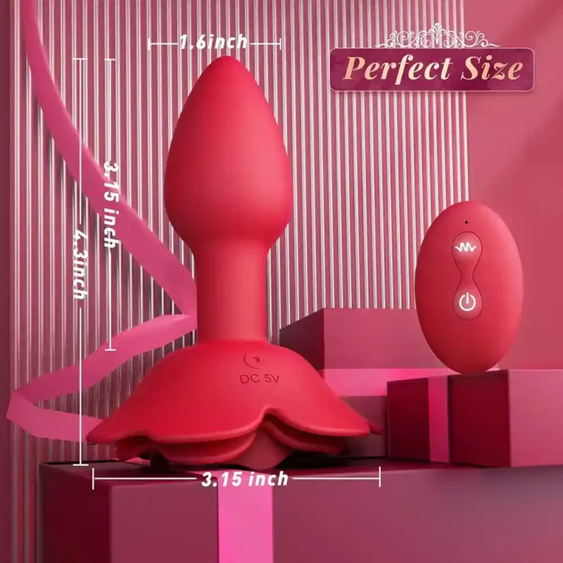 rose anal plug 360 rotation vibrator