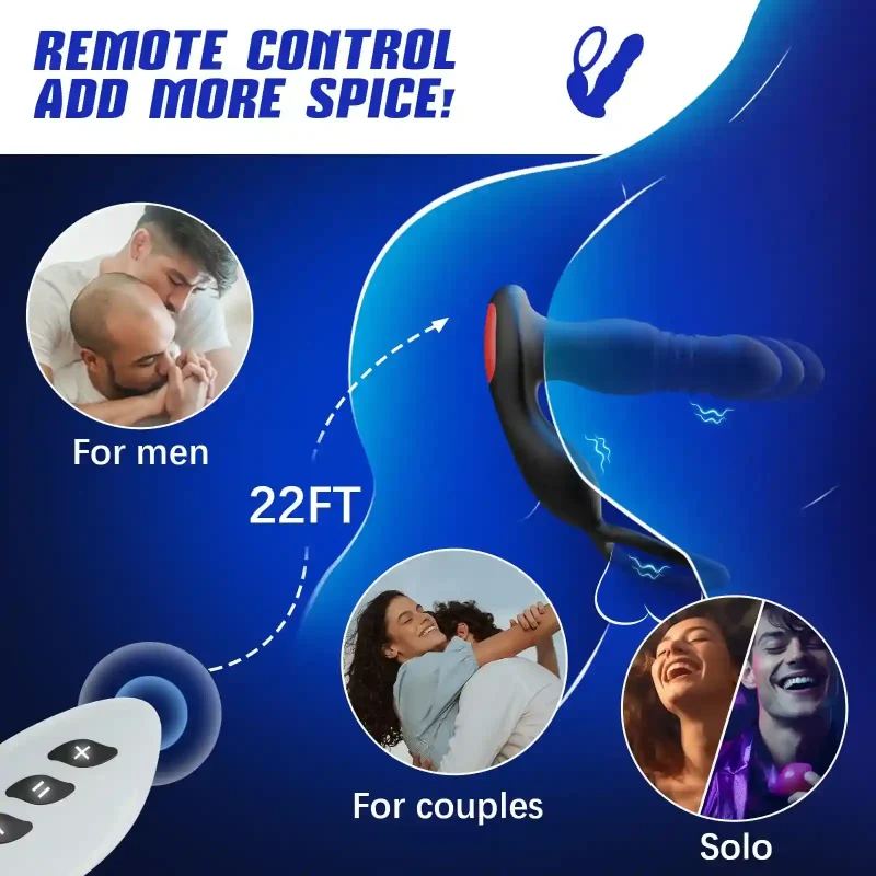 remote control thrusting prostate massager delay ring