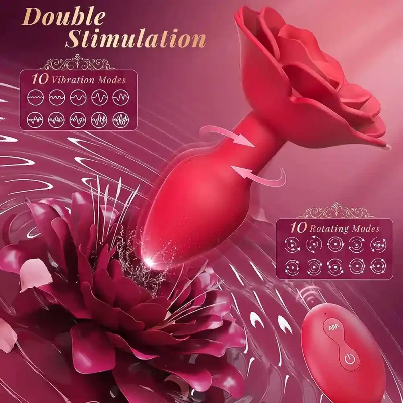 rose anal plug 360 rotation vibrator