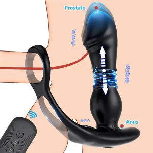 telescopic prostate massager cock ring vibrator