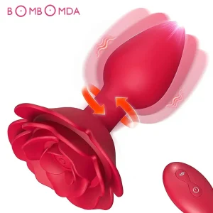 rose anal plug 360 rotation vibrator