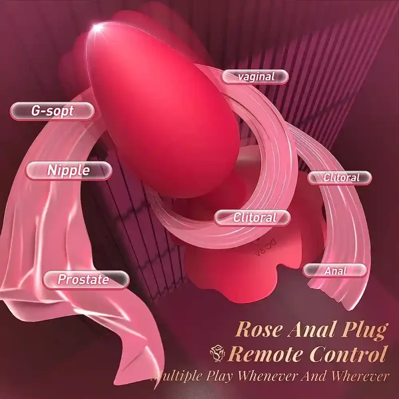 rose anal plug 360 rotation vibrator