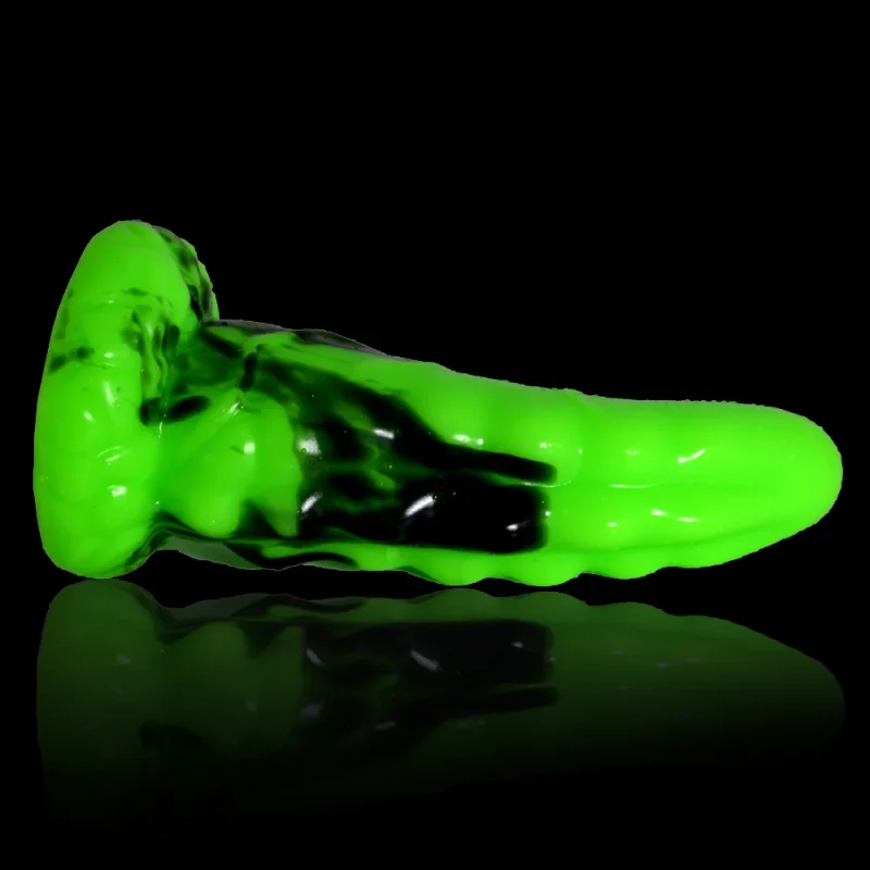 green curved silicone anal plug
