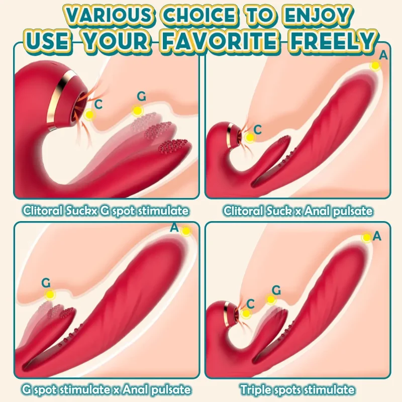 3 in 1 thrusting dildo vibrator heating