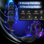 3 in 1 telescopic anal beads remote control butt plug vibrator