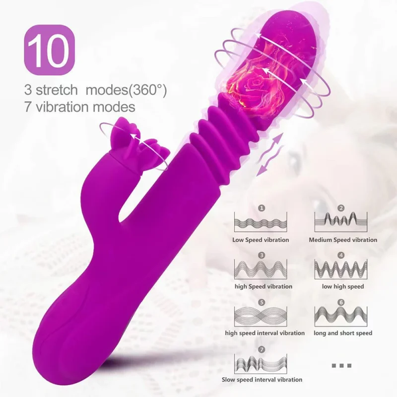 automatic retractable heating dildo vibrator