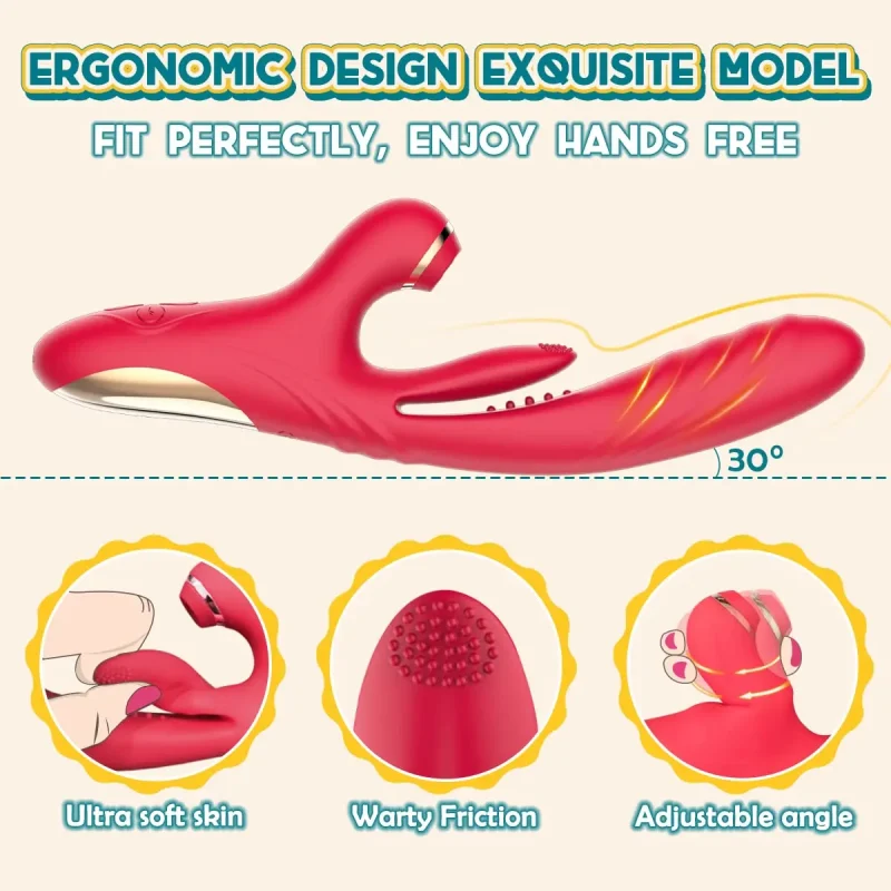 3 in 1 thrusting dildo vibrator heating